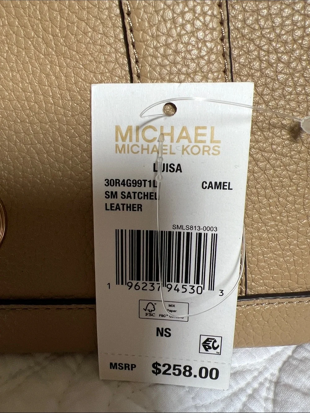 MICHAEL Michael Kors Tan Pebbled Leather Satchel with Branded Strap